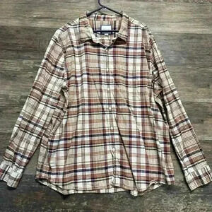 American Eagle Outfitters Brown and White Plaid Flannel Shirt